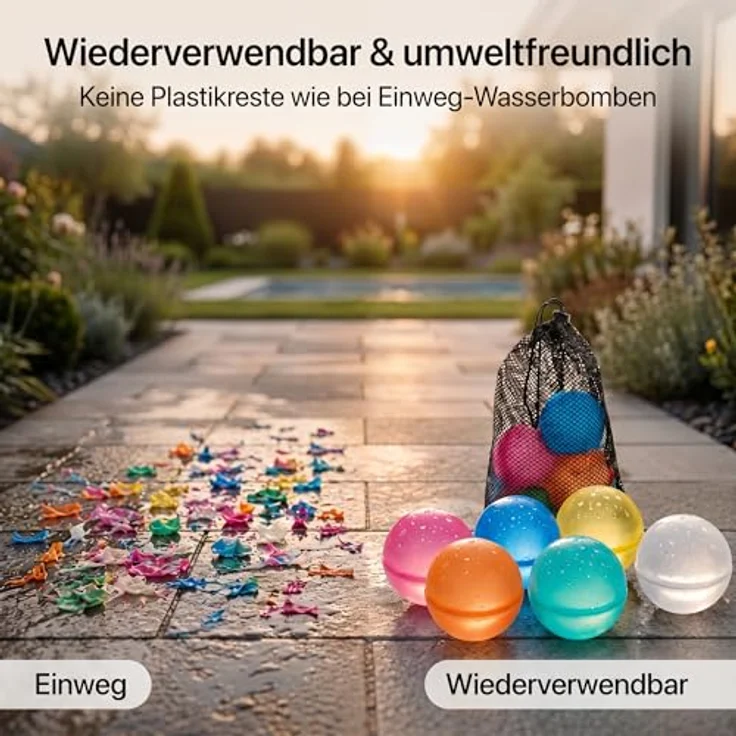 PRECORN Wiederverwendbare Wasserbomben, 6 Stück selbstschließend, schnelles Befüllen in 1 Sekunde, weich & sicher für Kinder und Erwachsene, ideal für Strand & Pool-Partys – Bild 4