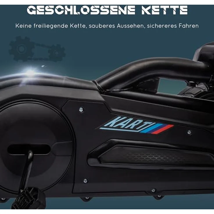 HOMCOM Go-Kart Kinderfahrzeug mit verstellbarem Sitz, Tretfahrzeug, Tretauto mit Handbremse, Kinderspielzeug - Schwarz – Bild 8
