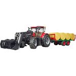 bruder 03198 'Case IH Optum 300CVX', mit Frontlader und Ballentransportanhänger, 1:16, ab 3 Jahren