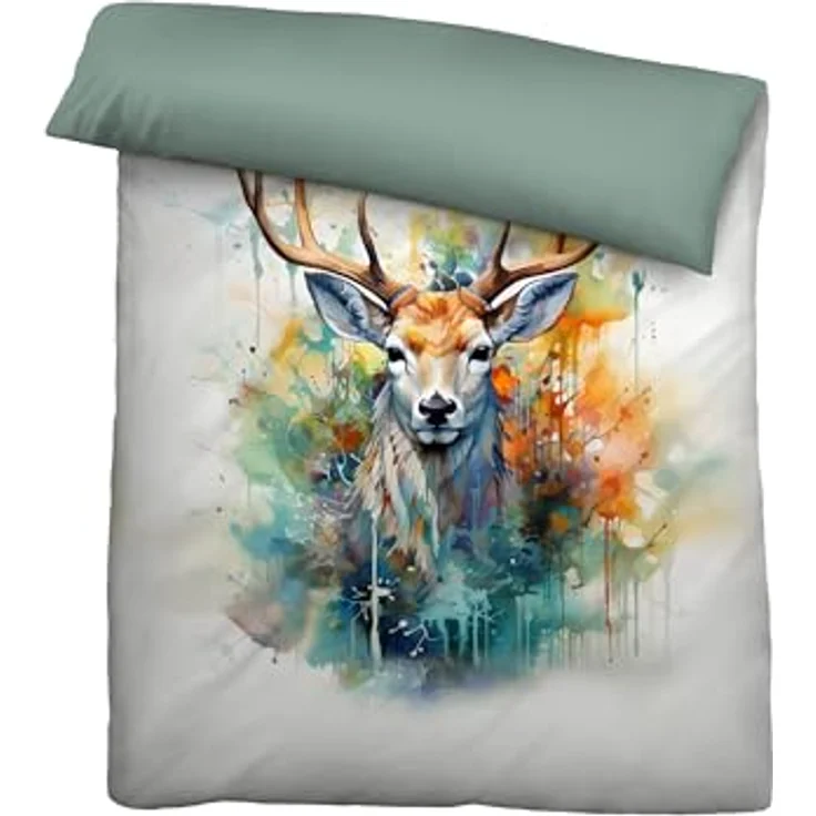 biberna Feinbiber Bettwäsche 0346737 Hirsch, 100% Baumwolle, natur, Made in Europe – Bild 2