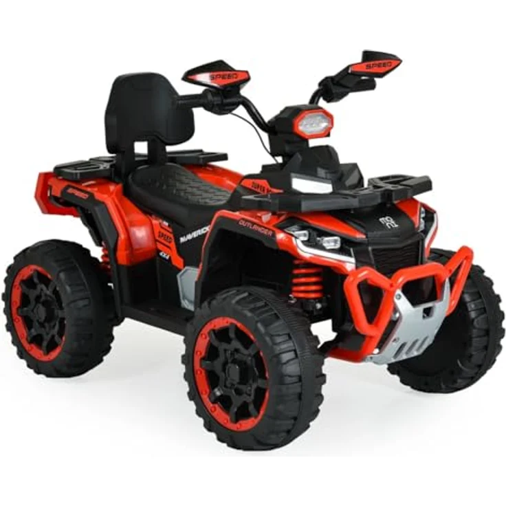 Moni Kinder Elektroquad Speed, Elektrofahrzeug mit Fernbedienung, Scheinwerfer, Musikfunktion, rot – Bild 2