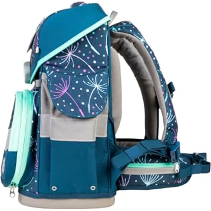 SCHOOL-MOOD Timeless Pro Schulranzenset 7-teilig 23,5L Stauraum, ergonomisches Easy Fit System für 1 m bis 1,50 m Körpergröße, standfest, wasserdichter Stoff mit Reflektoren (Lina Kätzchen) – Bild 4