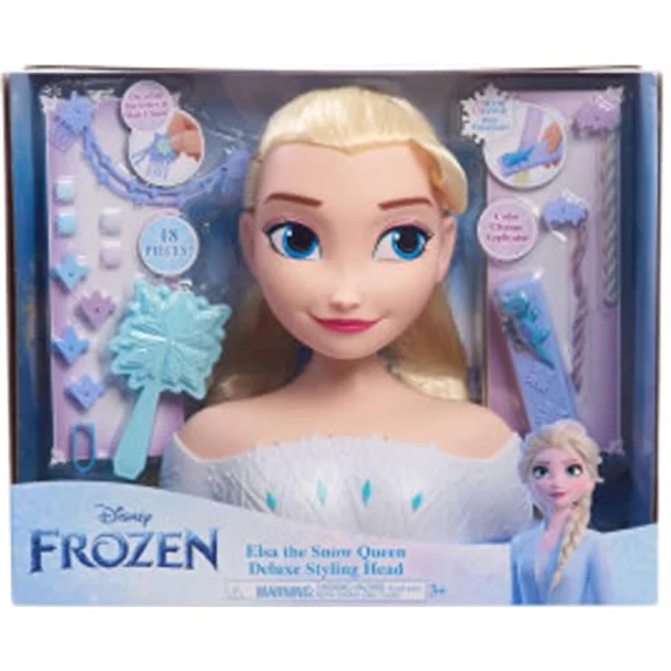 Just Play Disney Frozen 2 ELSA die Schneekönigin Frisierkopf Deluxe 30cm mit 17 Zubehörteilen für Styling-Spaß, ab 3 Jahren – Bild 1