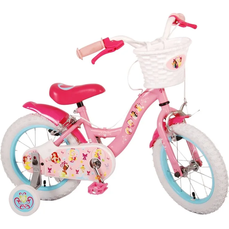 Volare Kinderfahrrad Disney Princess - Mädchen - 14 Zoll - Rosa - Zweihandbremsen, bis 60 kg, 85% zusammengebaut, 3,5 -5Jahre