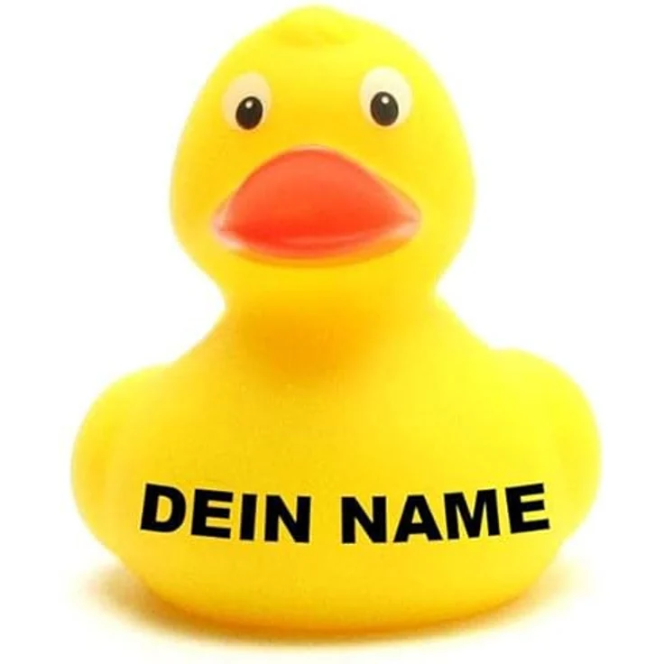 Duckshop Badeente - personalisierbar mit Wunschtext (max. 10 Zeichen), gelb, Maße: 8 cm x 7 cm x 7.5 cm, aus Vinyl – Bild 1