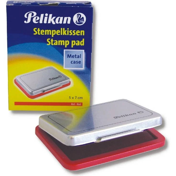 Pelikan Stempel Stempelkissen Gr.3, Metallgehäuse rot, nachfüllbar, Stempelfläche 70 x 50 mm, 5 Stück