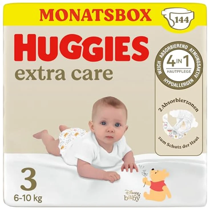 HUGGIES Extra Care Premium Windeln Größe 3, 144 Windeln mit Disney-Design – Bild 2