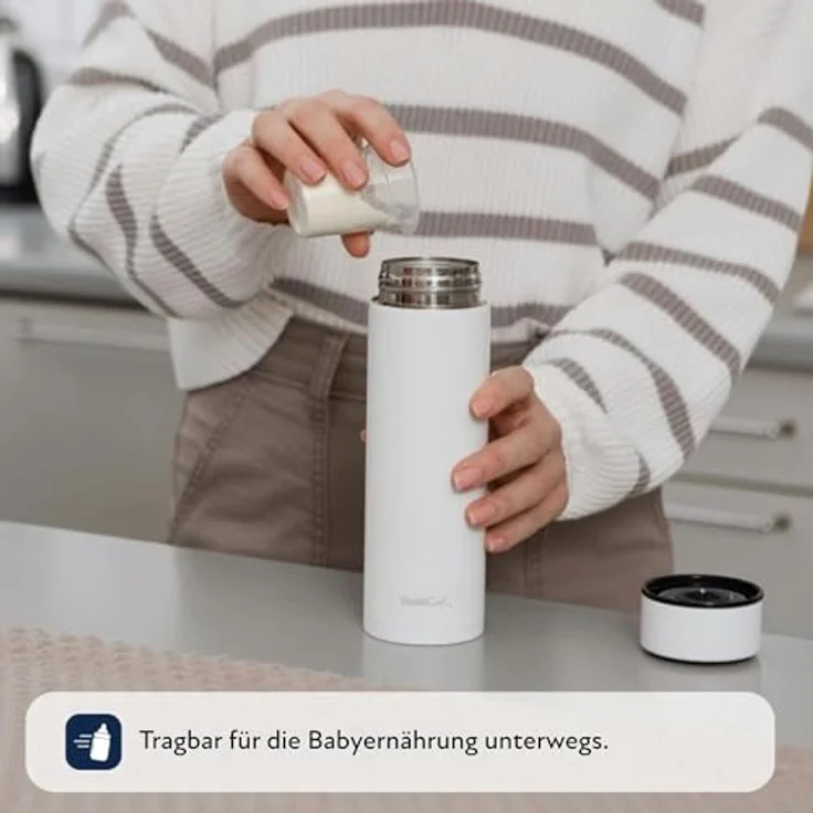 Nuby RapidCool™, Säuglingsnahrung Zubereitet in 2 Minuten, inkl. Milchpulverspender und digitalem Deckel, tragbar, Weiß, 0+ Monate – Bild 2