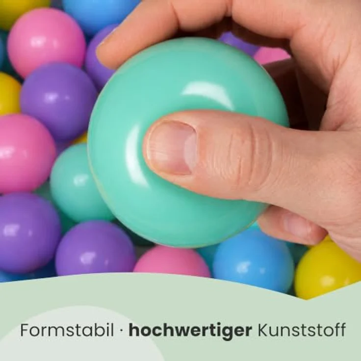 LittleTom Bällebad-Bälle Baby, 100 bunte 7 cm Kunststoffspielbälle für Bällebad, ab 0 Jahren, schadstoffgeprüft, ideal zum Greifen und Spielen – Bild 7