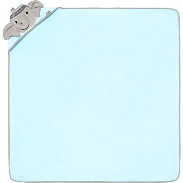 Be Mammy Kapuzenhandtuch Babyhandtuch aus Baumwolle 95cm x 95cm BE20-272-BBL (Blau - Elefant) – Bild 3