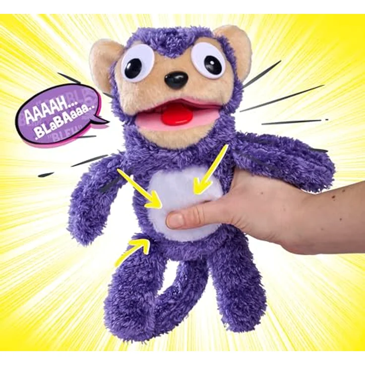 Simba 105953333 ScreamerZ Affe „Monkey Madness“ mit Sound - witziges Kuscheltier mit Schrei-Geräuschen - Plüschfigur für Kinder ab 5 Jahre, ca. 30 cm, lila – Bild 4