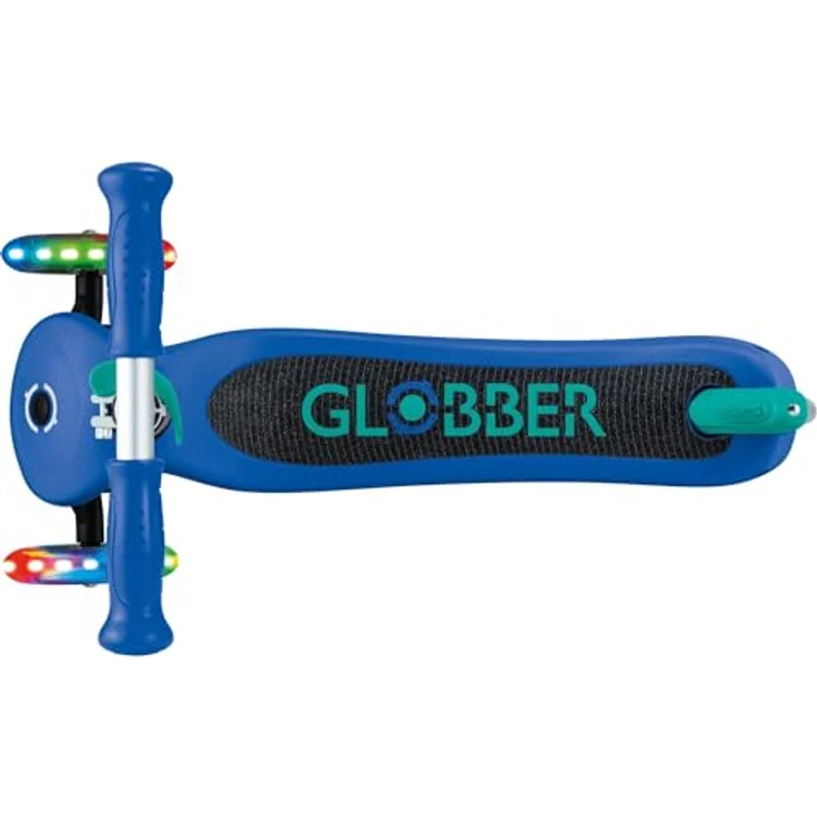 Globber Primo Lights, Kinderscooter mit 3 Rollen, abnehmbare Lenkstange, leuchtende PU-Rollen, max. 50 kg, blau – Bild 8