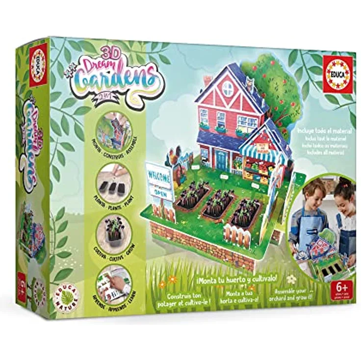 Educa - 3D Dream Garden 2-in-1 Hoch | BAU mit Kartonteilen in Allen Farben Dieser wunderbare Gemüsegarten und kultiviert Ihren Garten zu Hause | Ab 5 Jahren (19468)
