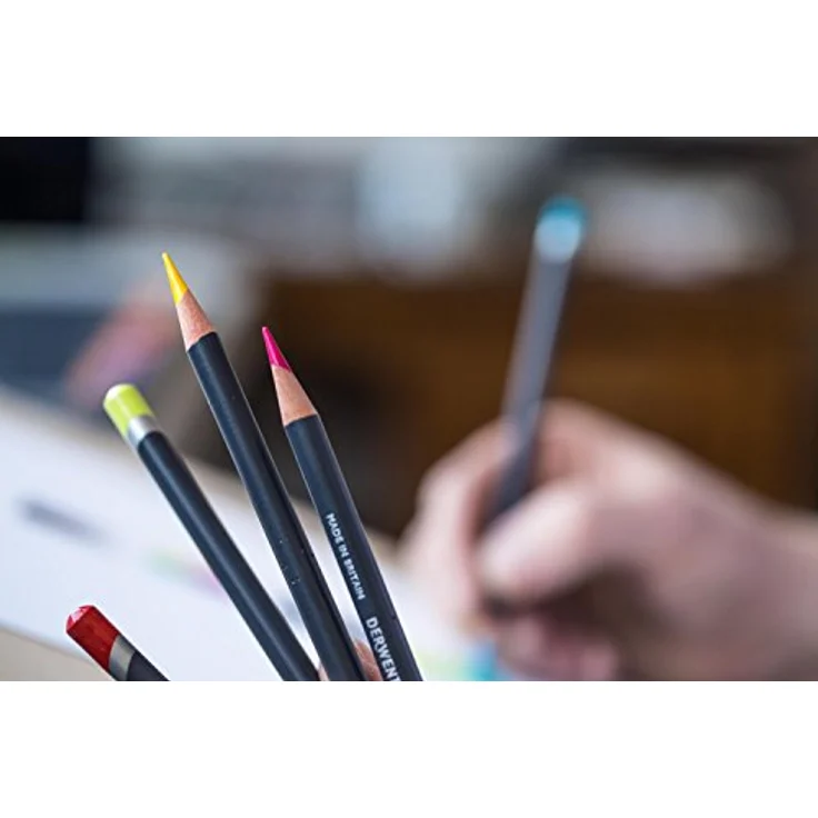 Derwent Procolour Buntstifte, Set mit 72 Stück in Metalldose, 4mm runder Kern, glatte Textur, hochpigmentiert, Profi-Qualität, ideal für Zeichnen und Malen – Bild 4