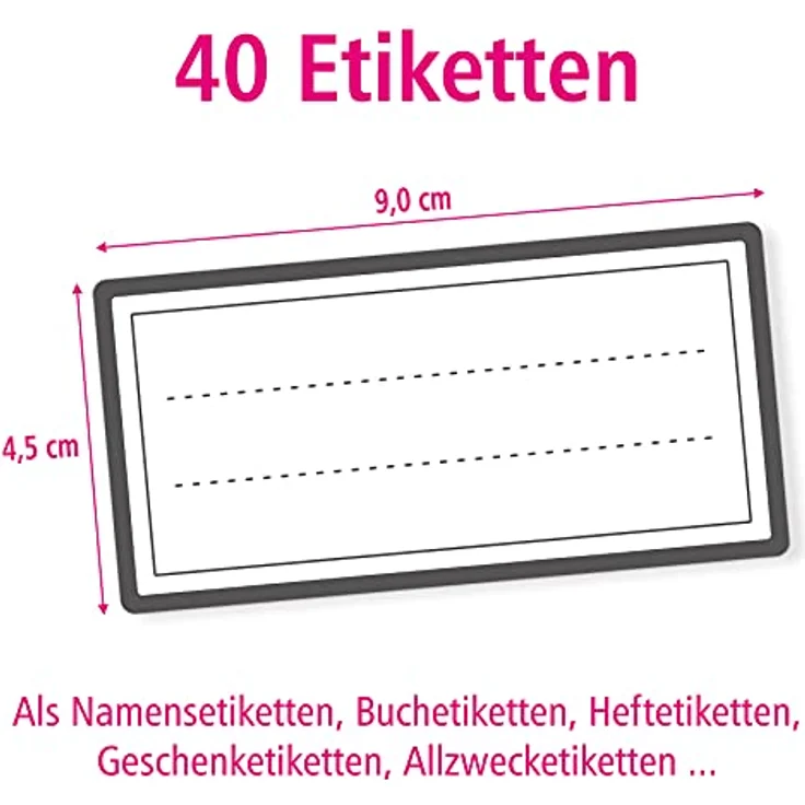 itenga 40x Buchetiketten Heftetiketten 9x4,5cm, selbstklebend und beschreibbar, neutral grau – Bild 2