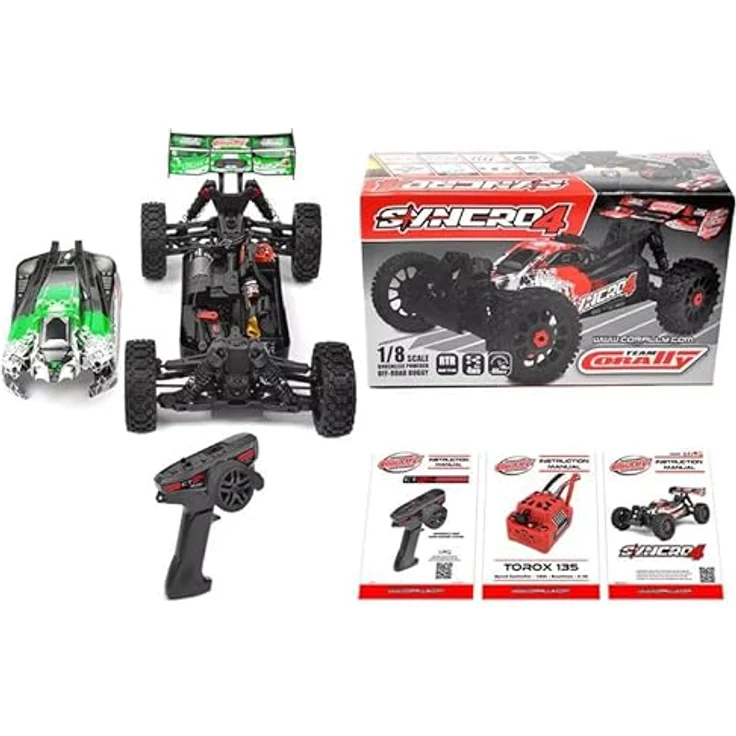 Corally RC Auto Syncro-4 RTR Grün 4WD 1:8 Buggy 3-4S Brushless Power - Ferngesteuertes Auto mit leistungsstarkem Brushless-Motor, Allradantrieb und robustem Aluminiumchassis – Bild 2