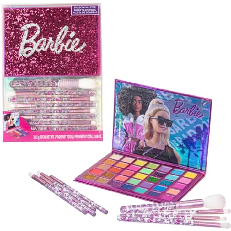 Townley Girl Barbie Schattenpalette, 35 Farben mit schimmernden und abdeckenden Tönen, inkl. 8 Anwendungsbürsten, ab 8 Jahren – Bild 1