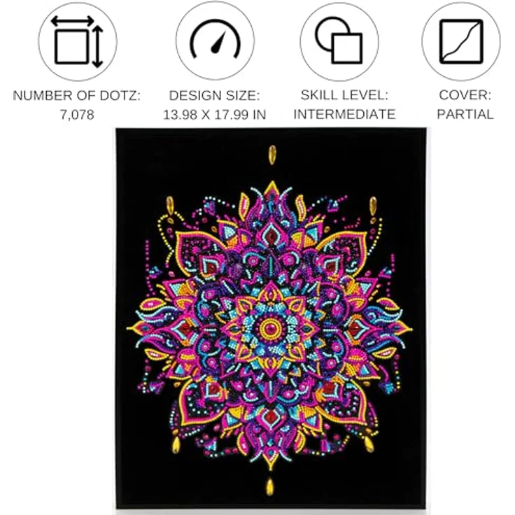 Diamond Dotz Kreativset Neon Mandala, Diamond Painting mit 13-Facettenschliff und hochwertigen Strasssteinen – Bild 2