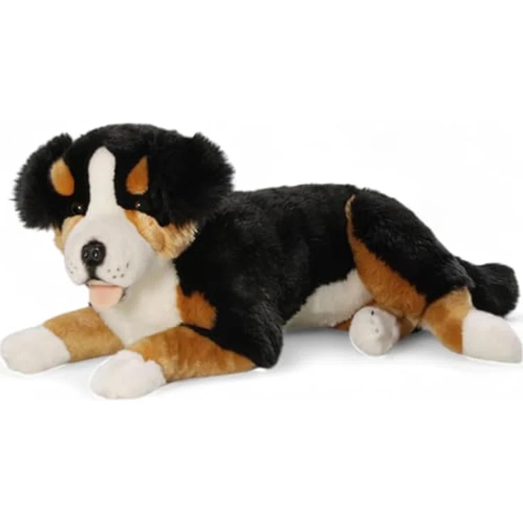 Carl Dick Berner Sennenhund liegend, Plüschtier ca. 60cm, schwarz/braun/weiß mit braunen Sicherheitsaugen – Bild 3