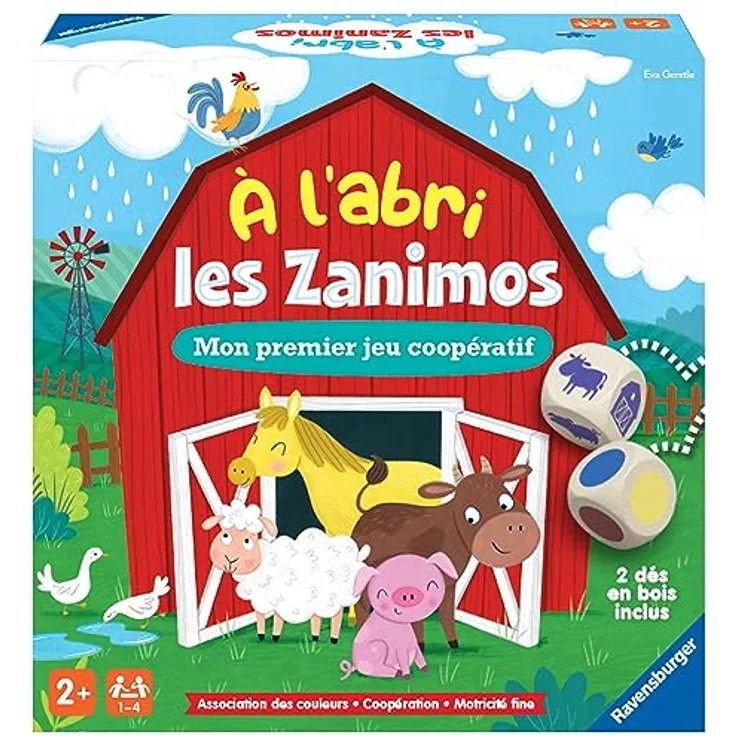 Ravensburger Lernspiel À l'abri les Zanimos, Tischspiel zur Sprachförderung in französischer Sprache, für 1-4 Spieler*innen ab 2 Jahren