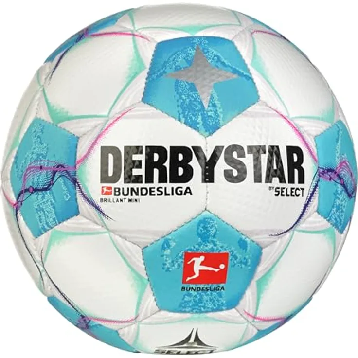 Derbystar Bundesliga Brillant Mini v24, Fußball mit Bewegungsfreiheit, atmungsaktiv, in hellem Design