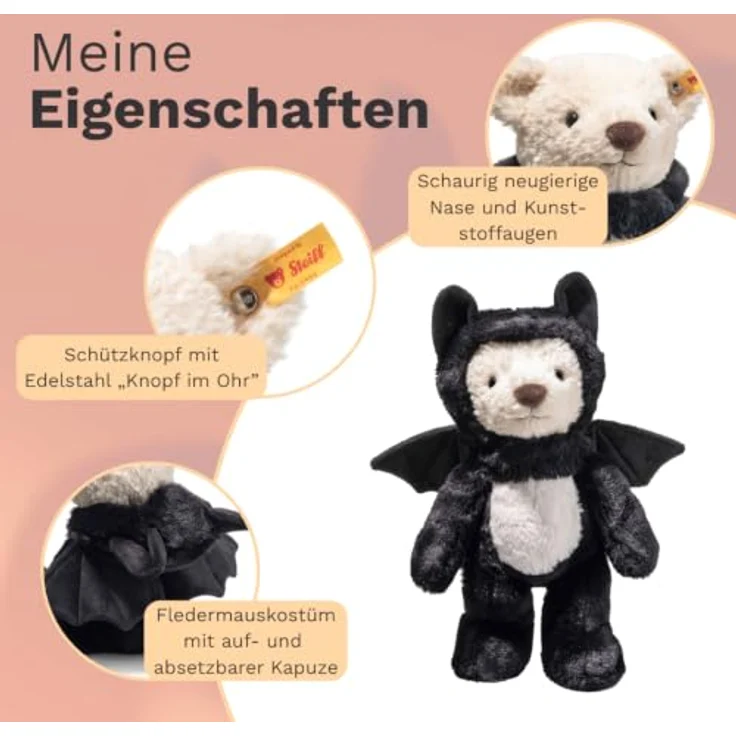 Steiff Mr. Bat Teddybär, Kuscheltier mit Kunststoffaugen, 29 cm, mehrfarbig, handwaschbar, ideal für Kinder – Bild 3
