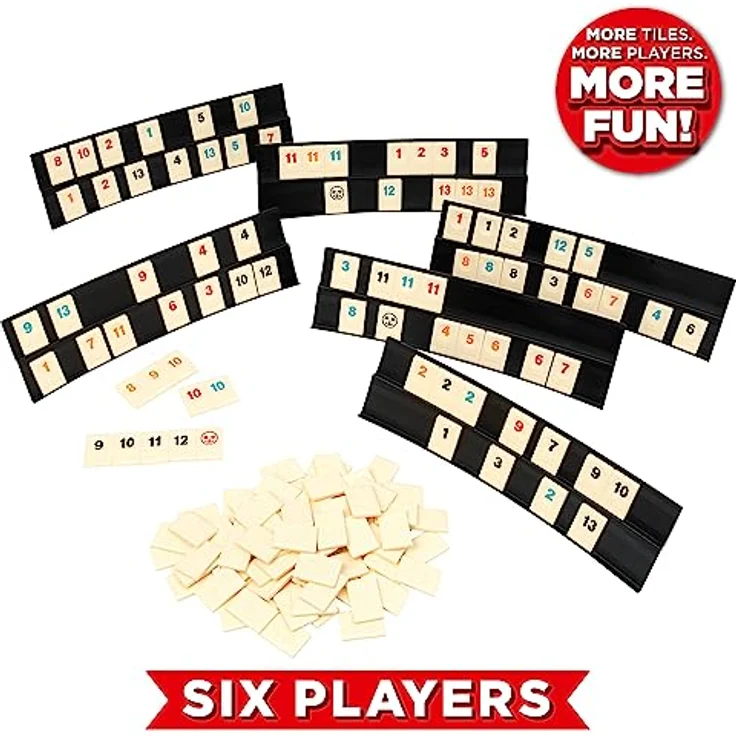 IDEAL Rummikub 6 Spieler Edition, Familienspiel für 2–6 Spieler, ab 8 Jahren, inklusive Smart-Timer und Online-Tutorial – Bild 2