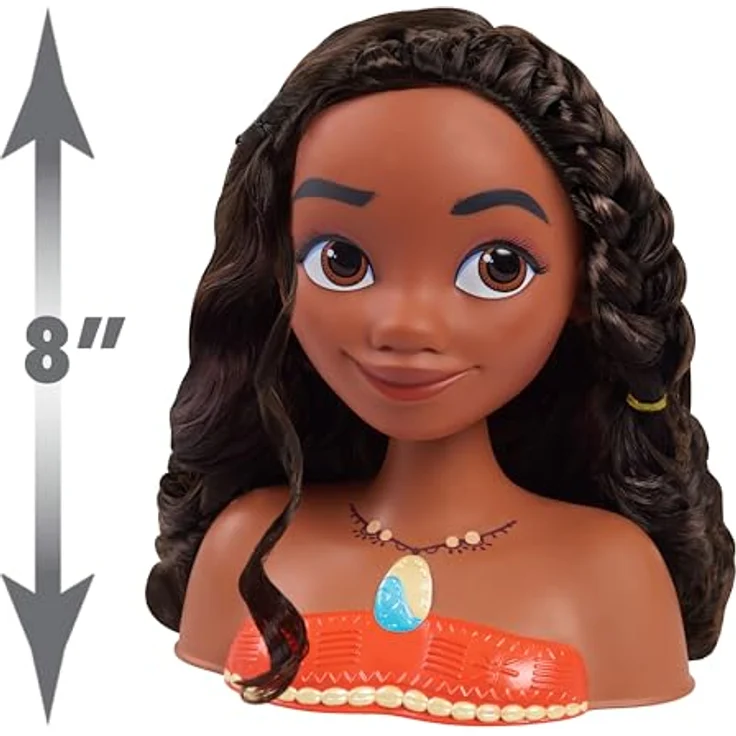 JustPlay Frisierkopf Disney Princess Basic Moana Styling Head, dunkelbraunes Haar, ideal für Styling-Spaß – Bild 3