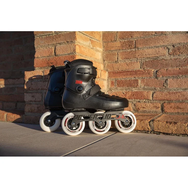 Powerslide Inlineskates Zoom Black 100, Freeskate mit 3-Rollen-Schiene und Hurricane 100 mm PU-Rollen – Bild 1