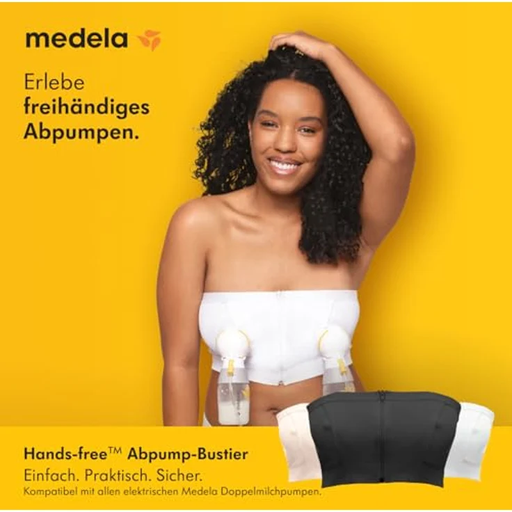 Medela Abpump-Bustier Hands-free, flexibles Milchpumpenzubehör, Weiß, Größe L – Bild 2