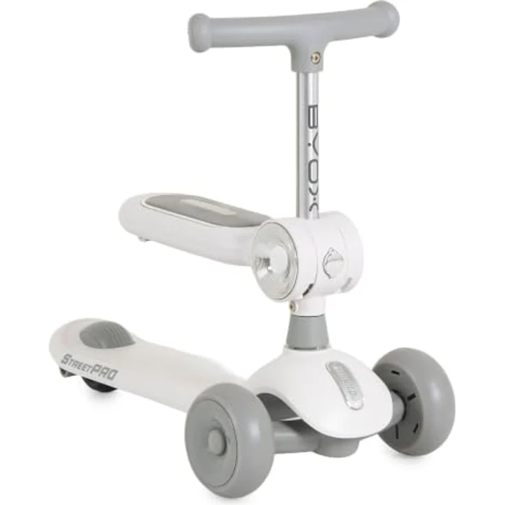 Byox Kinderroller StreetPro 2in1, Laufrad mit PU-Rollen, höhenverstellbar, Musik und Licht, grau – Bild 2