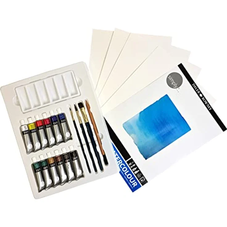Daler Rowney Simply Aquarellmalset, 25-teilig, ideales Starterset mit 12 leuchtend kräftigen Farbnuancen – Bild 5
