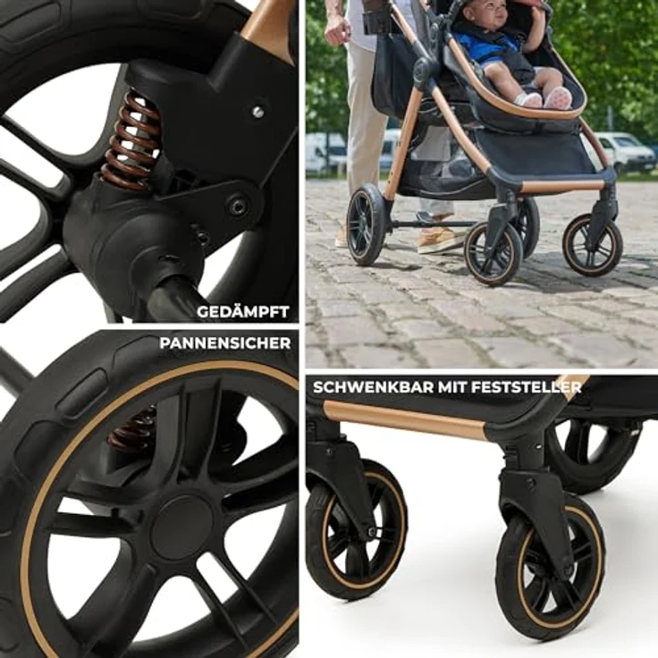 Kinderkraft 3in1 Kombi-Kinderwagen-Set ESME, wendbarer Sitz & Wanne in einem, bis 22 kg, inkl. Babyschale MINK PRO i-Size, Getränkehalter, Wickeltasche, Moonlight Grey, mit Gratis Mobilitätsgarantie – Bild 7