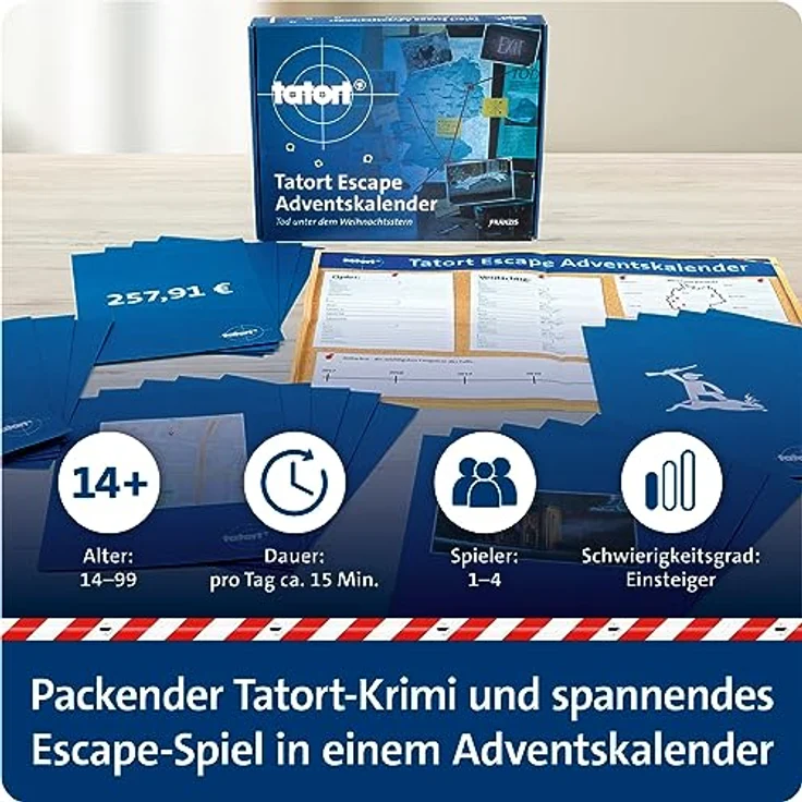 FRANZIS 67197 - Tatort Adventskalender, Tod unter dem Weihnachtsstern, Escape Room Adventskalender mit 24 spannenden Rätseln für die Adventszeit – Bild 4