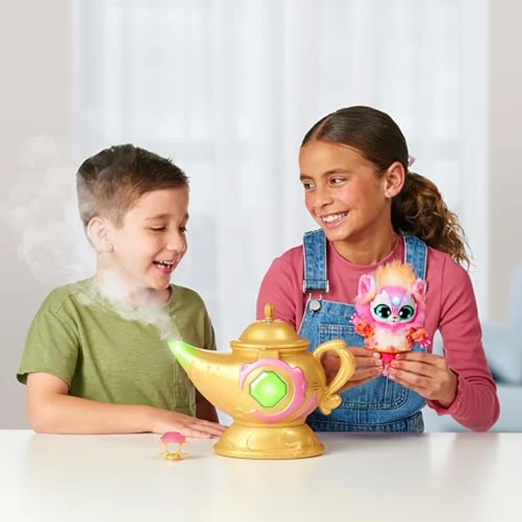 Magic Mixies Magische Wunderlampe mit 20 cm großem interaktivem pinkem Mixie-Plüschtier und echtem Nebel. Mit über 60 Geräuschen und Reaktionen – Bild 5