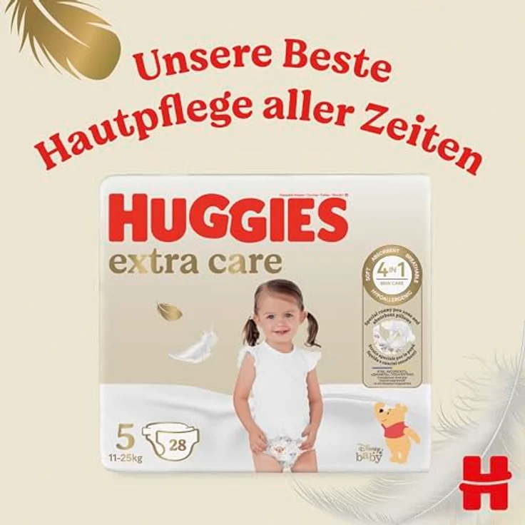 HUGGIES Windeln Extra Care Babywindeln mit Disney-Design Größe 5, 100 Windeln, 4-in-1 Hautpflege, Dermatologisch getestet, Zwei-Zonen-Liner, hohe Beinschützer – Bild 8
