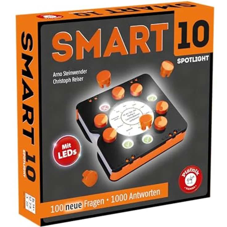 Piatnik 7269 - Smart 10 Spotlight, Quizspiel mit 100 neuen Fragen, beleuchtbare Smartbox, reisetauglich – Bild 1