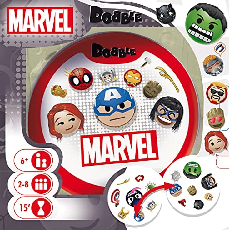Asmodee Dobble Breizh – Kartenspiel mit Marvel-Emoticons, für 2-8 Spieler, ab 6 Jahren, Schnelligkeit und Beobachtung – Bild 2