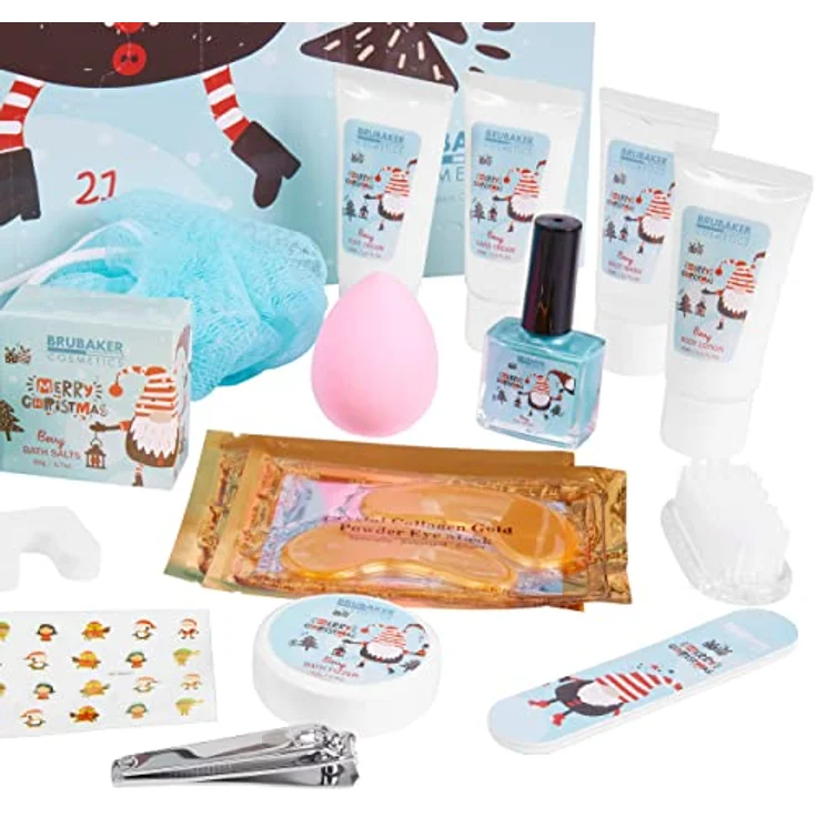 BRUBAKER Cosmetics Beauty Adventskalender XXL, 24x Körperpflege Produkte & Spa Accessoires, beerenfrischer Duft, für Frauen – Bild 5