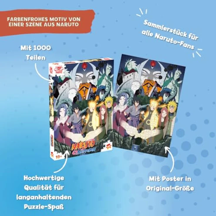 Winning Moves Naruto Puzzle, 1000 Teile - Final Battle mit Sasuke, Sakura und Co., inkl. Poster in Originalgröße, Alter 10+ – Bild 2