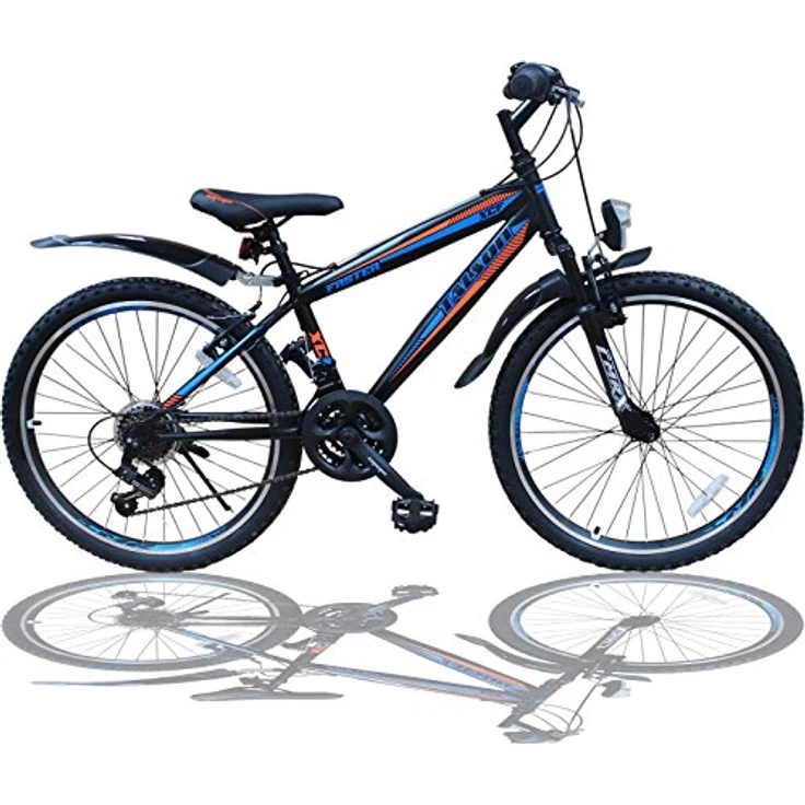 Talson Mountainbike 26 Zoll MIT GABELFEDERUNG & Beleuchtung, 21-Gang Faster BBO, schwarz-blau – Bild 1