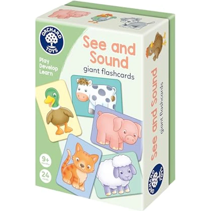 Orchard See & Sound Flashcards, Set mit 24 großen Karten für Bauernhoftiere und Geräuscherkennung, geeignet ab 9 Monaten – Bild 1