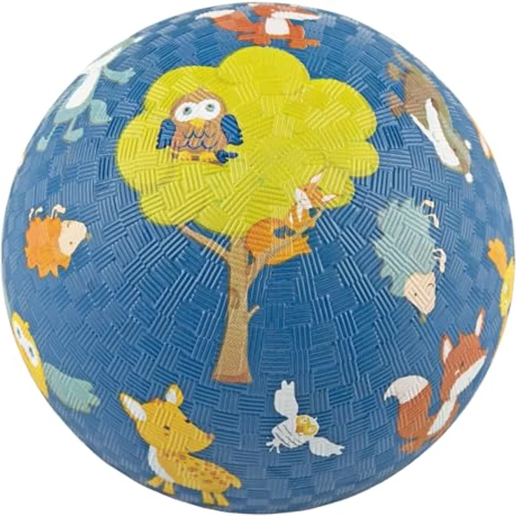Sigikid Spielball Wald, Kautschukball mit Waldtieren, Durchmesser 17 cm, dunkelblau – Bild 1