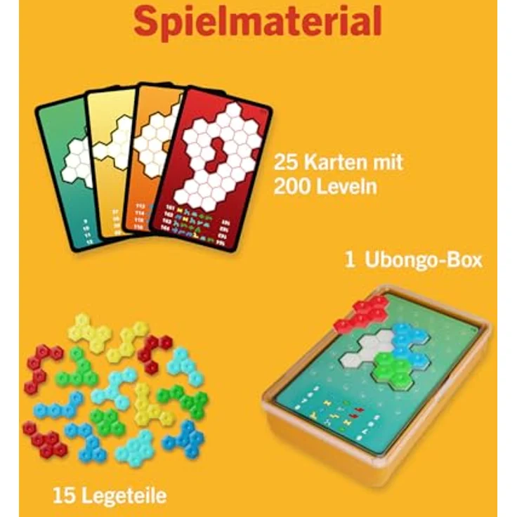 Kosmos Ubongo! Extrem Brain Games, Solo-Knobelspiel mit 200 Aufgaben und 15 Legeteilen, handliches Mitnahmeformat – Bild 3