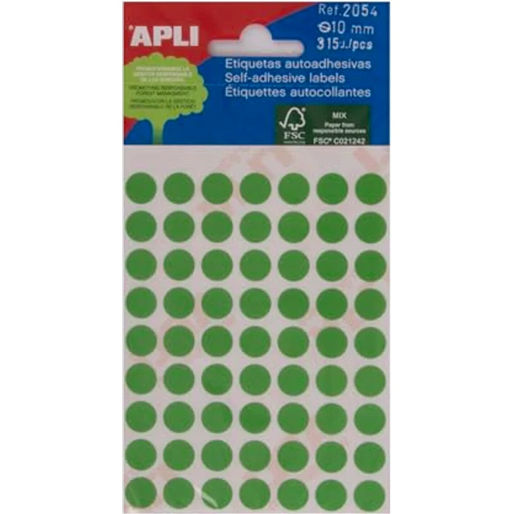APLI 2054, Grüne Etiketten (Ø 10 mm) in Profiqualität, 5 Blatt, einfache Handhabung – Bild 2