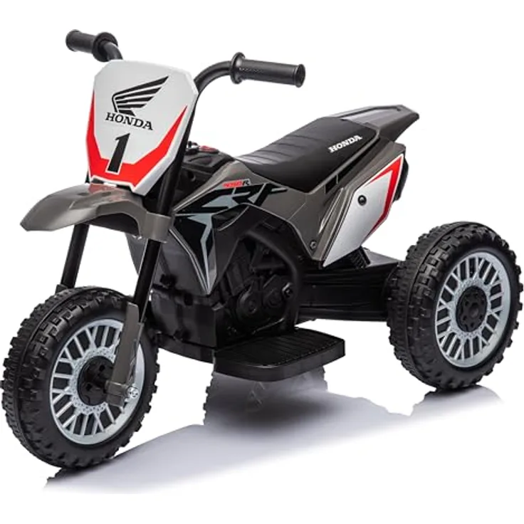 sun baby Honda Kinder Elektromotor, Elektro Kindermotorrad ab 18 Monaten, 1x30W, 3km/h, Grau, mit Vorderscheinwerfer und Hupe, Vorwärts- und Rückwärtsgang