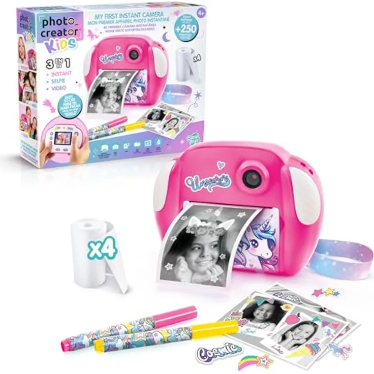 Canal Toys Photo Creator Licorne, Kinderkamera mit 12 MP und 1080p Videoaufnahme, rosa