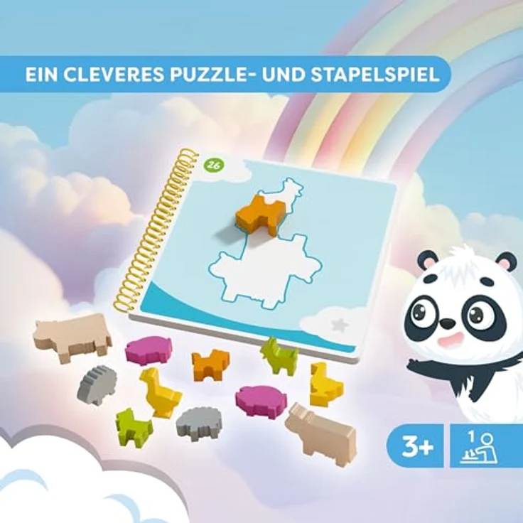 HABA Logic! Games – Baos Wolkenland – Legepuzzle & Stapelspiel mit 60 Aufgaben in verschiedenen Schwierigkeitsgraden, ab 3 Jahren – Bild 3