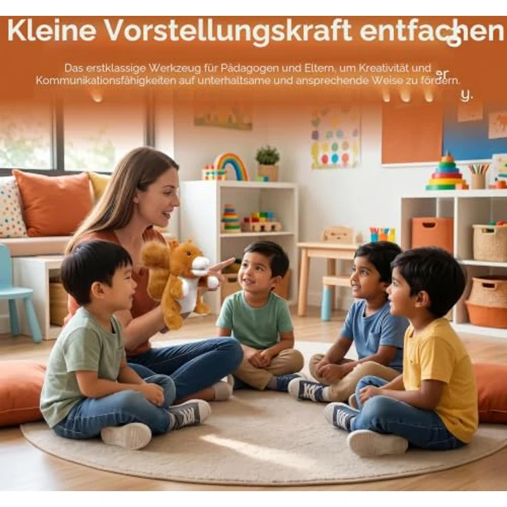 LOMTRATS 2026 Tierhandpuppen Set, Wolf, Tiger, Löwe und Affe mit beweglichen Münder, 25 cm groß, perfekt für fantasievolles Geschichtenerzählen und als Geburtstagsgeschenk für Vorschulkinder – Bild 2