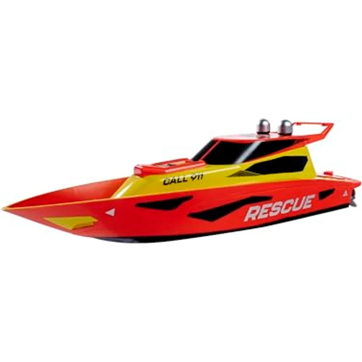 Carson RC Boot Rescue 2.4G, Ferngesteuertes Rettungsboot in Gelb-Rot, 100% RTR mit 40 Minuten Fahrzeit und 50 m Reichweite – Bild 2